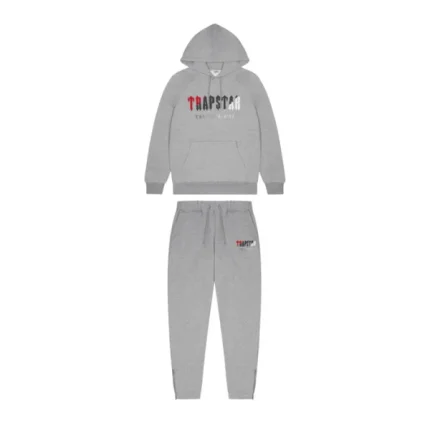 Grey/Red Trapstar Chenille Decoded Hooded Tracksuit