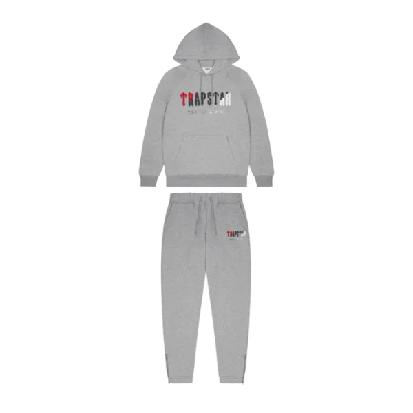 Grey/Red Trapstar Chenille Decoded Hooded Tracksuit Grey/Red Trapstar Chenille Decoded Hooded Tracksuit