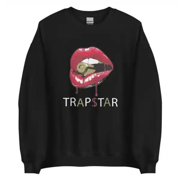 Trapstar Red Lips Black Sweatshirt Trapstar Red Lips Black Sweatshirt